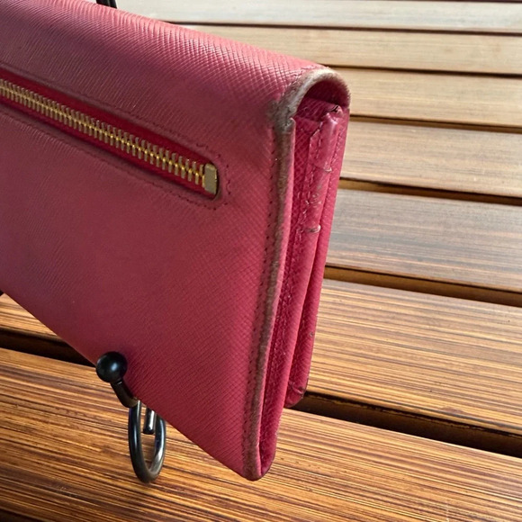 Prada long snap saffiano leather wallet color peonia with authentication card - Picture 5 of 13